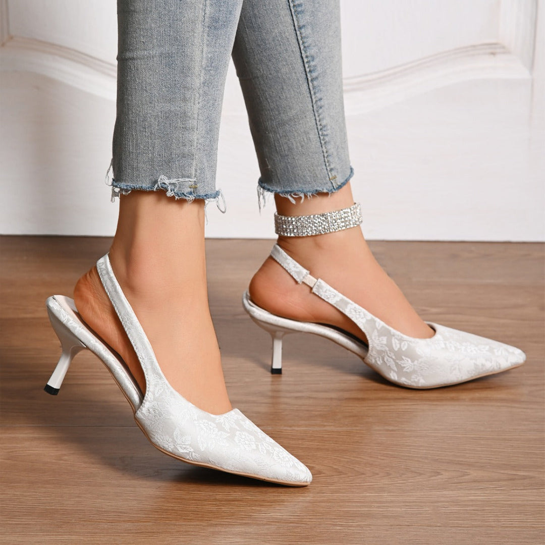 Damen elegante Slingback-Pumps mit floralem Jacquard-Muster