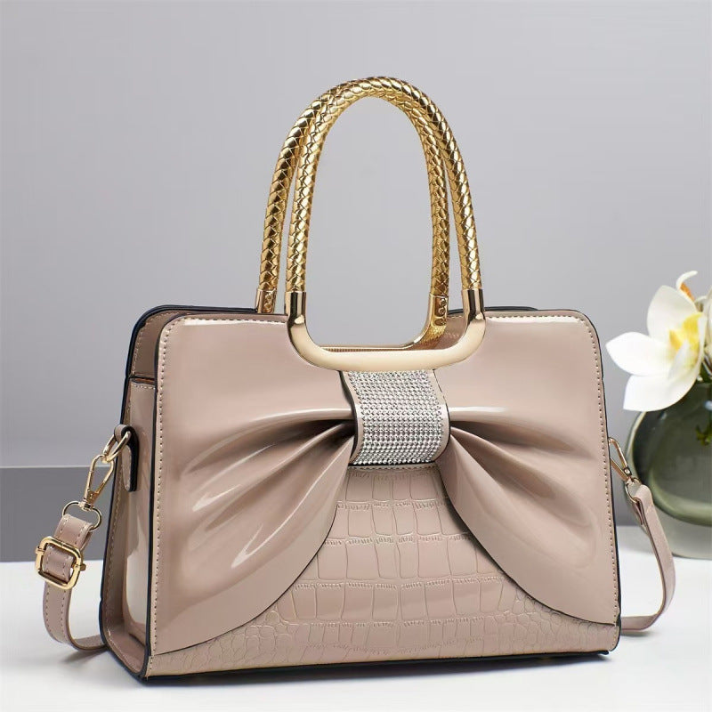 Damen Designer-Handtasche mit schimmerndem Schleifenakzent Nord Taschen