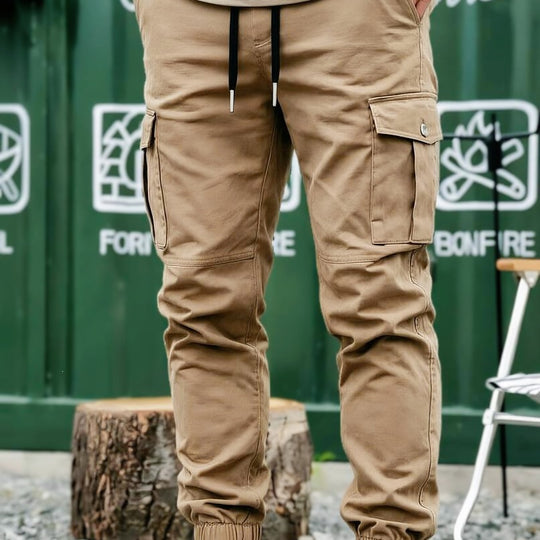 Herren Kordelzug-Cargohose im Joggerstil mit elastischen Bündchen & Mehrfachtaschen Nord Taschen