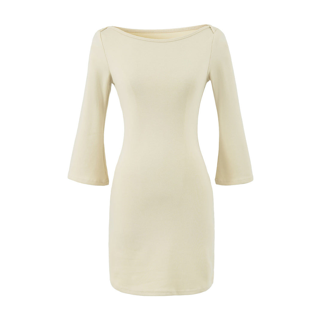 Damen Figurnahes Midikleid mit weitem Rundhals und Glockenärmeln Nord Taschen