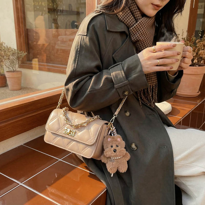 Damen elegante Handtasche mit charmantem Teddybär-Anhänger Nord Taschen