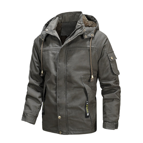 Herren Urbaner Thermo-Canvasparka mit Kapuze, Sherpa-Kragen und Multifunktions-Außentaschen Nord Taschen