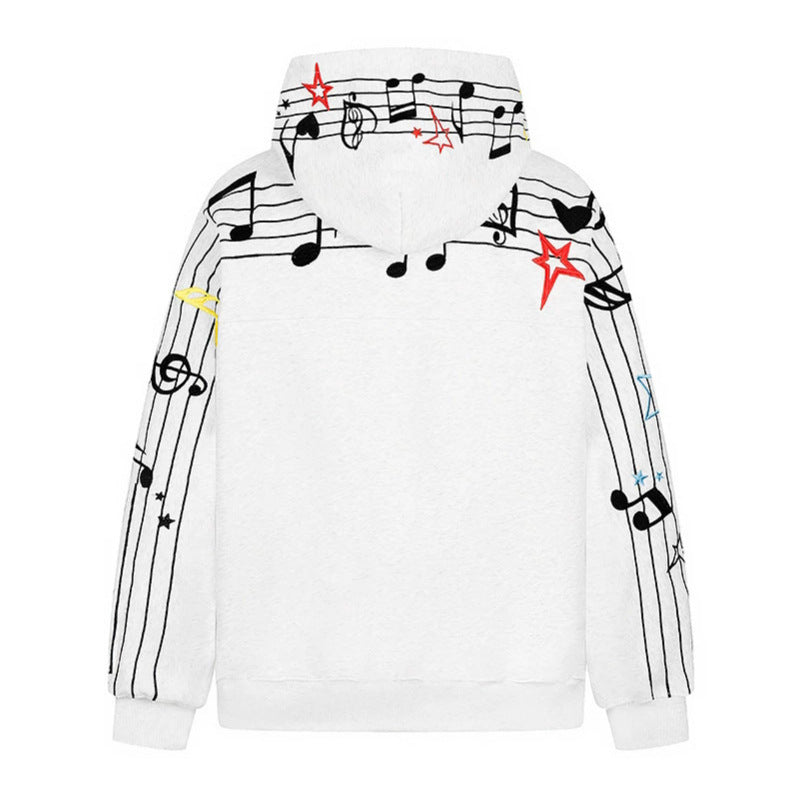 Damen Kapuzen-Sweatshirt mit musikalischem Noten- und Sternprint, relaxed Fit Nord Taschen