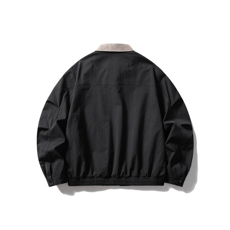Herren Leichte Harringtonjacke mit Cordkragen und elastischem Saum Nord Taschen