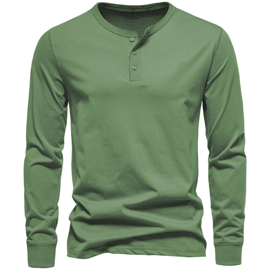Herren Langärmliges Henley‑Shirt aus Baumwollmix mit dreifacher Knopfleiste und schmaler Silhouette Nord Taschen