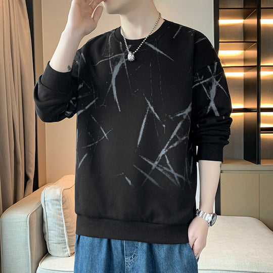 Herren Sweatshirt mit abstraktem Print, Rundhalsausschnitt und relaxed Fit Nord Taschen