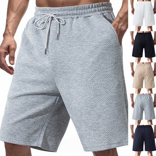 Herren nan knielange Textur-Badeshort mit elastischem Kordelbund und seitlichen Eingrifftaschen