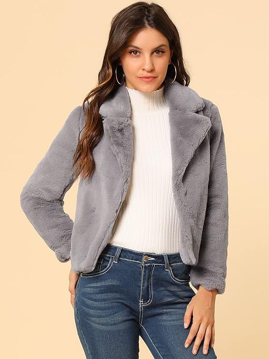 Damen Kurzblouson aus samtigem Faux‑Fur mit fallendem Revers und figurfreundlichem Cropped‑Schnitt Nord Taschen
