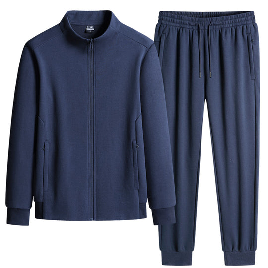 Herren Modernes Freizeit-Trainingsset aus Thermofleece mit Stehkragen‑Zipjacke & konischer Jogginghose Nord Taschen