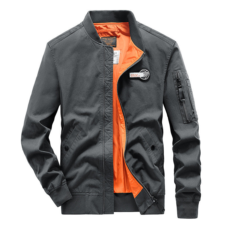 Herren Bomberjacke im Pilotenstil mit kontrastfarbigem Innenfutter, Ärmeltasche und geripptem Saum Nord Taschen
