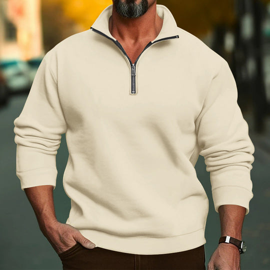 Herren Komfort-Halbzip-Sweatshirt aus French-Terry mit Stehkragen Nord Taschen