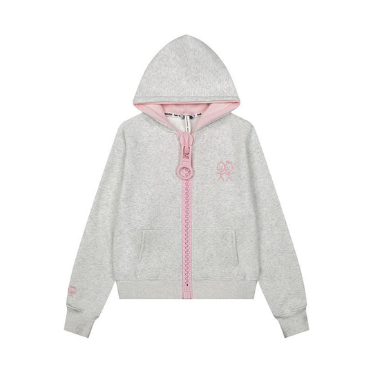 Damen Kapuzen-Sweatjacke mit übergroßem Reißverschluss und minimalistischer Stickerei Nord Taschen