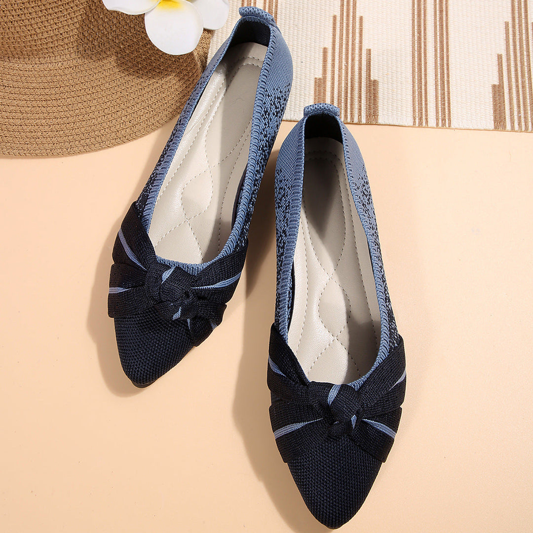 Damen modische Ballerinas mit flexiblem Fußbett und eleganter Schleifenverzierung