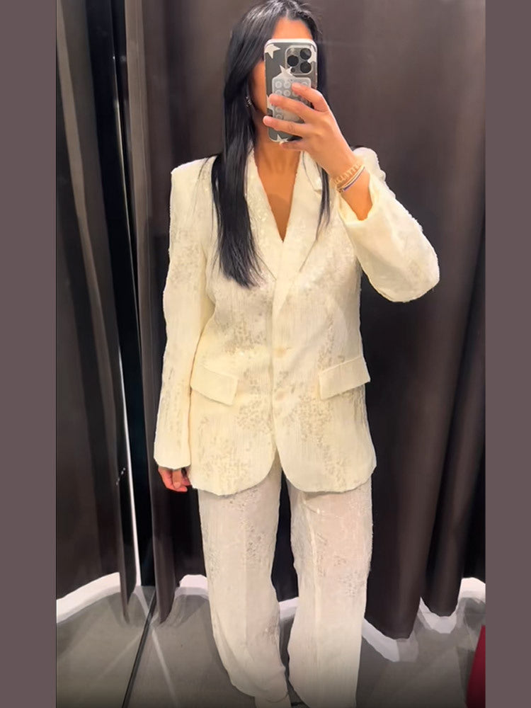 Damen weite Paillettenhose mit hohem Bund und fließendem Bein Nord Taschen