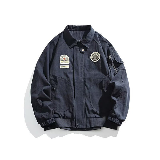 Herren Overshirt-Bomberjacke im Military-Look mit Emblem‑Patches, Ärmeltasche & geripptem Saum Nord Taschen
