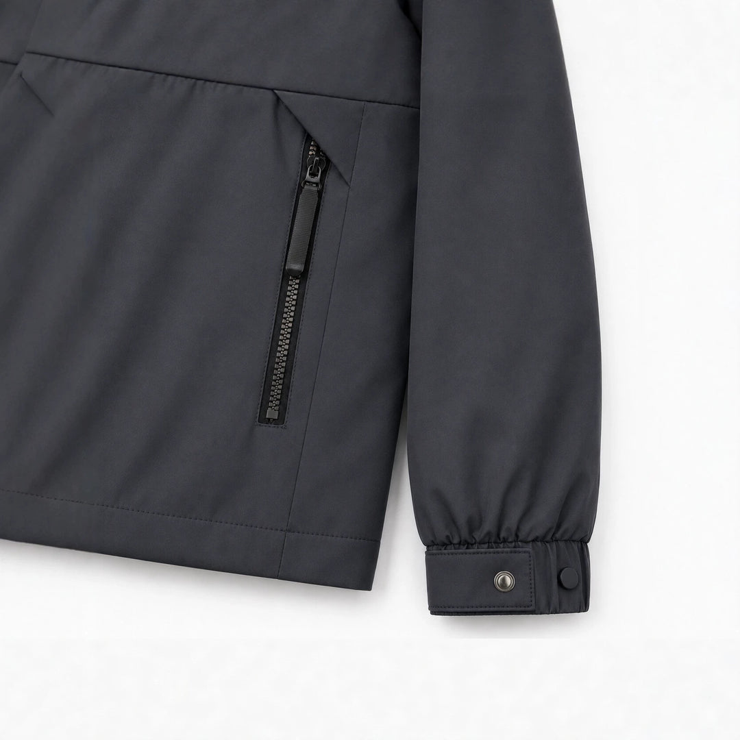 Herren leichte winddichte Softshell‑Kapuzenjacke mit kariert gefütterter Kapuze Nord Taschen