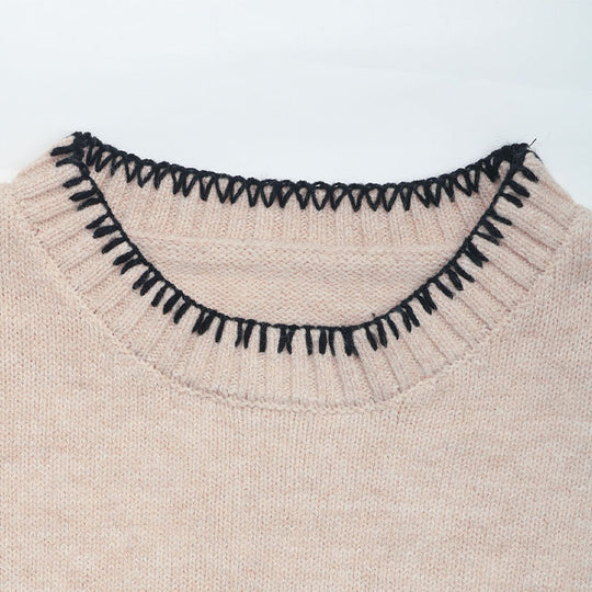 Damen Lässiger Strickpullover mit Rippdetails Nord Taschen