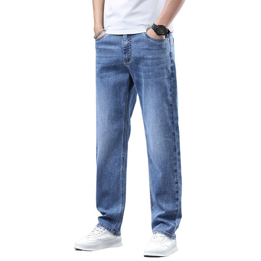 Herren Extraweite Denim-Baggy-Jeans mit geradem Bein & soften Waschungen Nord Taschen