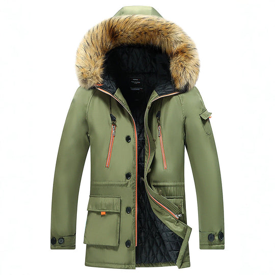 Herren Urbaner Winterparka im Fieldstil mit abnehmbarem Kunstfellbesatz und multifunktionalen Taschen Nord Taschen