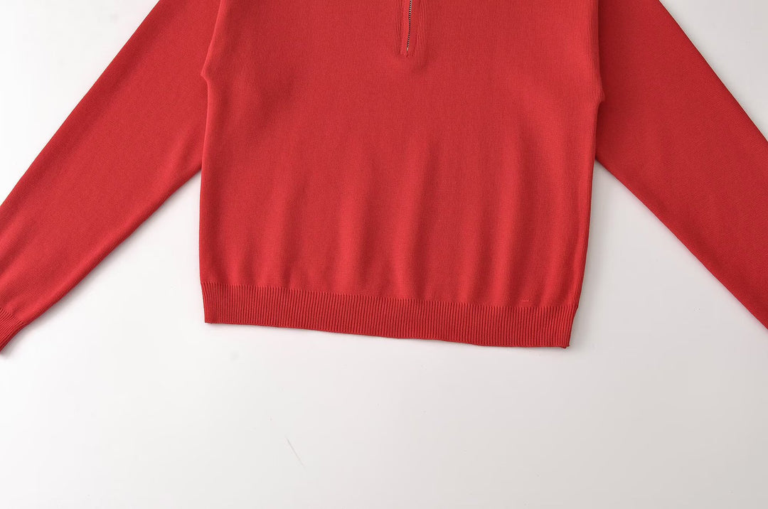 Damen Relaxter Halbzip-Feinstrickpullover mit Stehkragen und überschnittener Schulter Nord Taschen