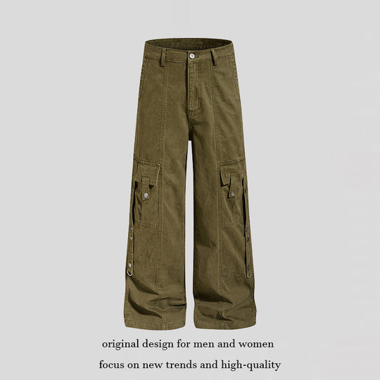 Damen Weite Cargo-Culottehose mit Multi-Taschen und Druckknopf-Seitenverstellung Nord Taschen