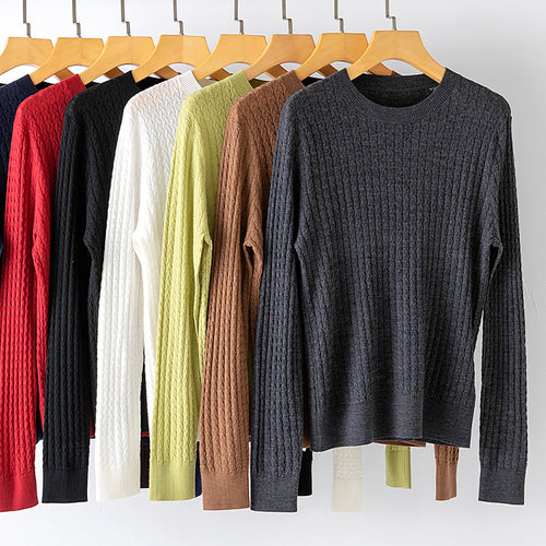 Damen Feiner Zopfstrick-Pullover mit Rundhalsausschnitt und gerippten Abschlüssen Nord Taschen