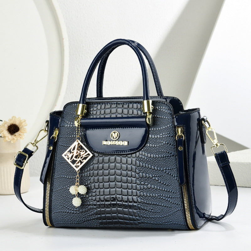 Damen elegante Handtasche im strukturierten Krokodil-Leder-Look Nord Taschen