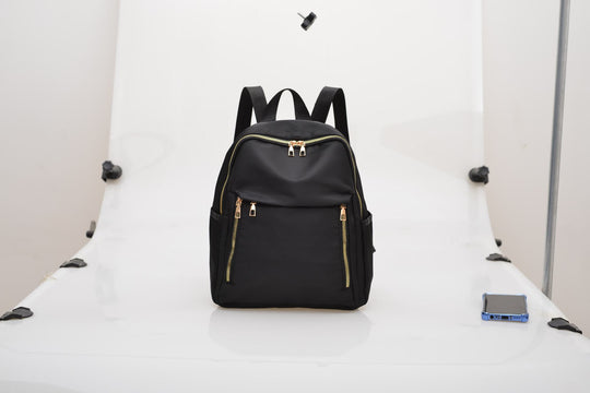 Damen eleganter City-Rucksack mit doppeltem Reißverschluss und praktischen Seitentaschen Nord Taschen