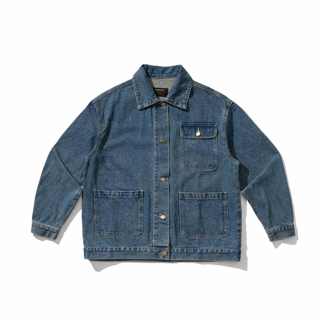 Unisex Robustess Denim‑Workwear‑Blouson mit Hemdkragen und großen Pattentaschen Nord Taschen