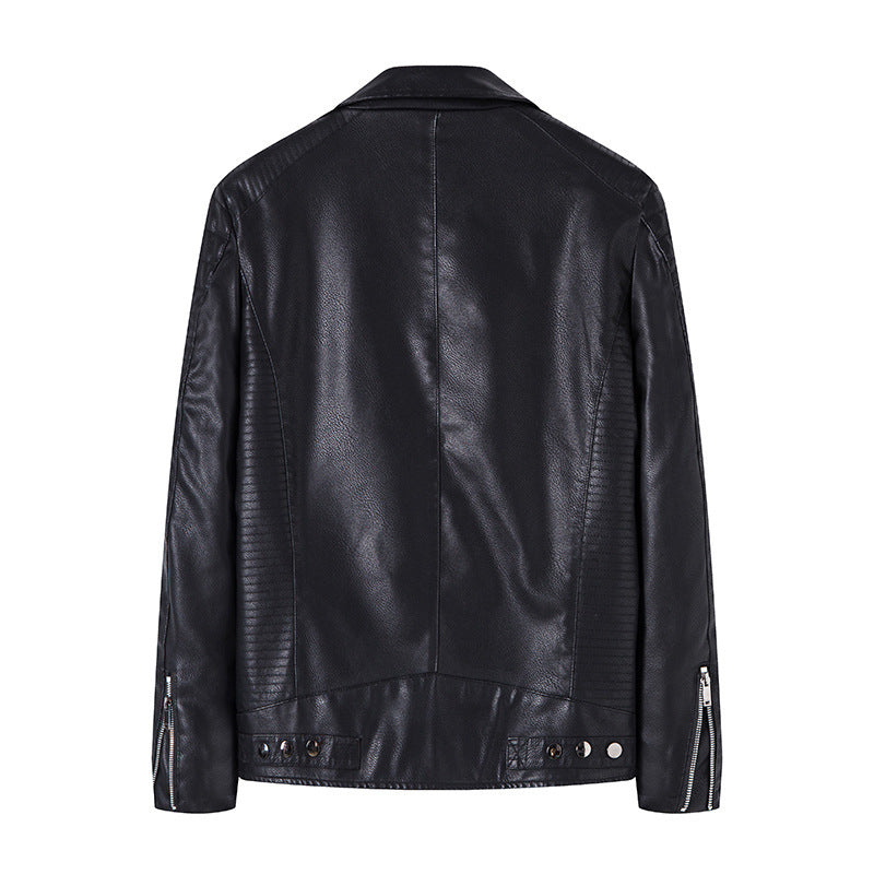 Herren Bikerjacke aus hochwertigem Kunstleder im Slim‑Fit mit schrägem Reißverschluss und gesteppter Schulterpartie Nord Taschen