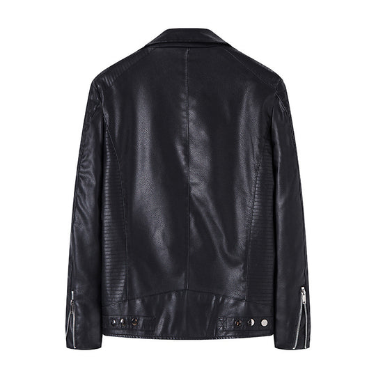 Herren Bikerjacke aus hochwertigem Kunstleder im Slim‑Fit mit schrägem Reißverschluss und gesteppter Schulterpartie Nord Taschen