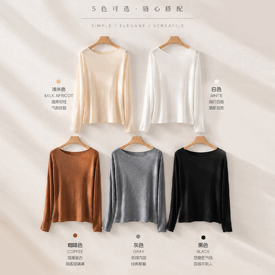 Damen Langarm-Feinstrickshirt mit U-Boot-Ausschnitt und leichtem Fall Nord Taschen