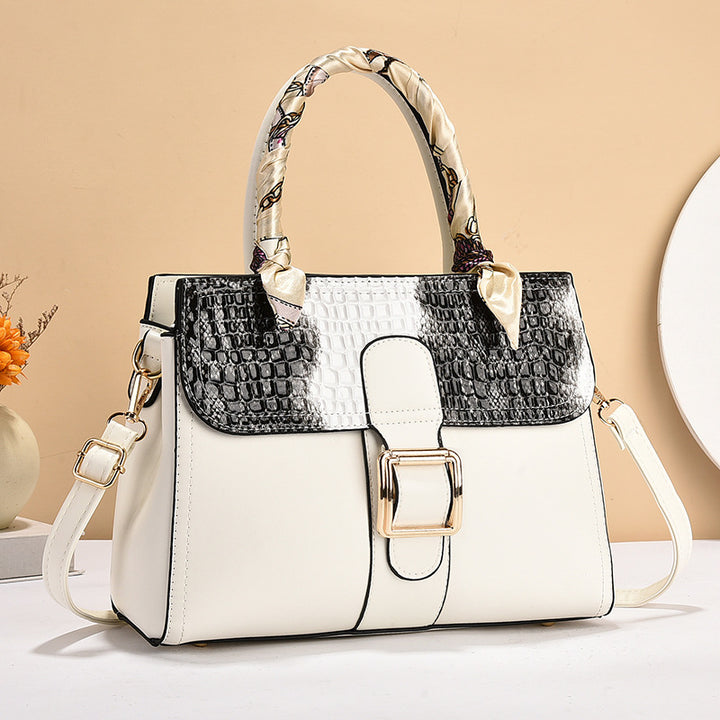 Damen modische Handtasche mit strukturiertem Obermaterial und Schal Nord Taschen