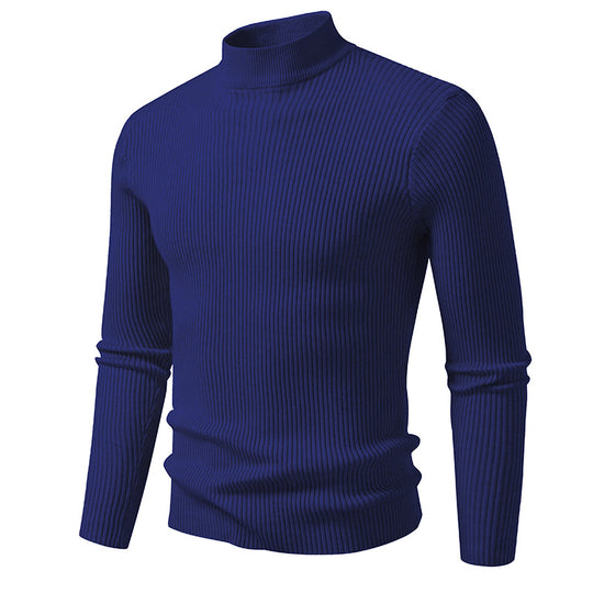 Herren Rippstrick-Mockneck-Pullover schmaler Schnitt thermischer Feinstrick Nord Taschen