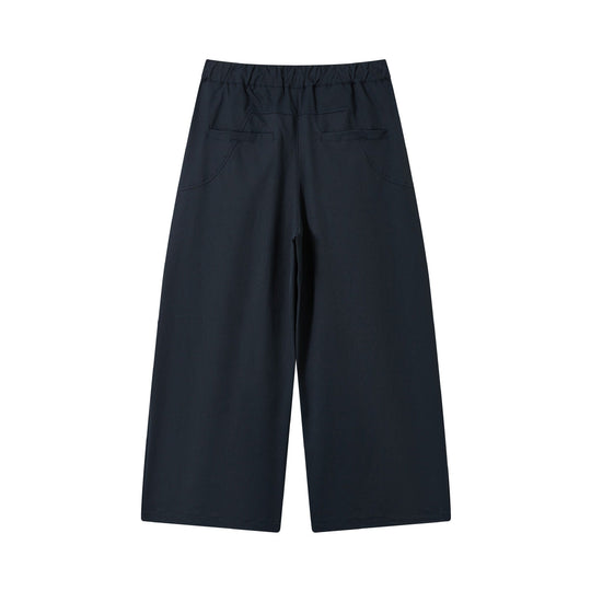 Damen weite verkürzte Bundfaltenhose mit Tunnelzug und Cargotaschen Nord Taschen
