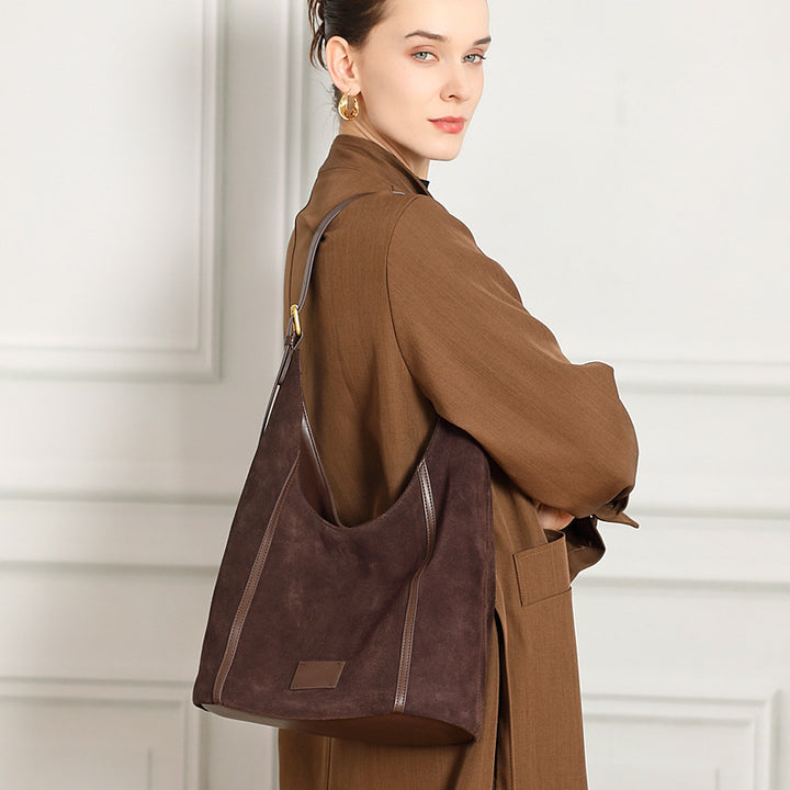 Damen Hobo-Tasche aus hochwertigem Wildleder mit elegantem Tragegriff Nord Taschen