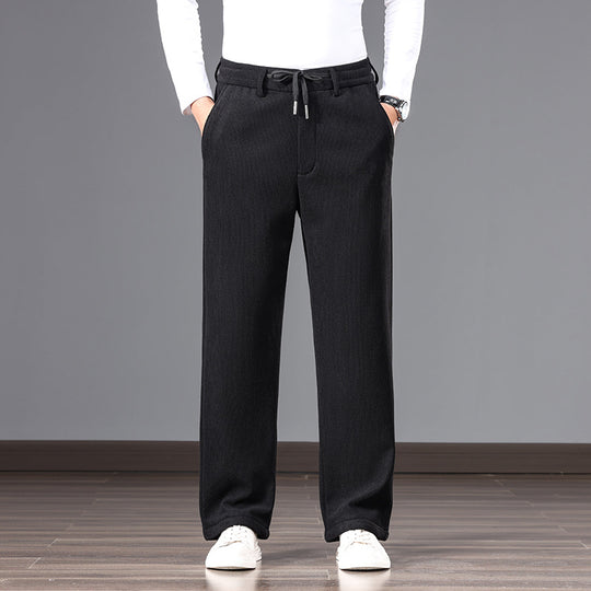 Herren Lässige Relaxed-Fit Baumwoll-Mix Freizeithose mit Kordelzug und geradem Bein Nord Taschen