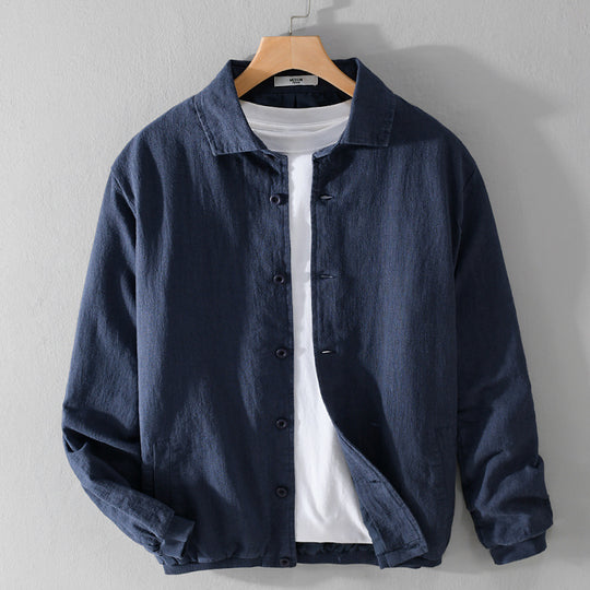 Herren Leichte Leinen-Hemdjacke mit Knopfleiste und Relaxed Fit Nord Taschen