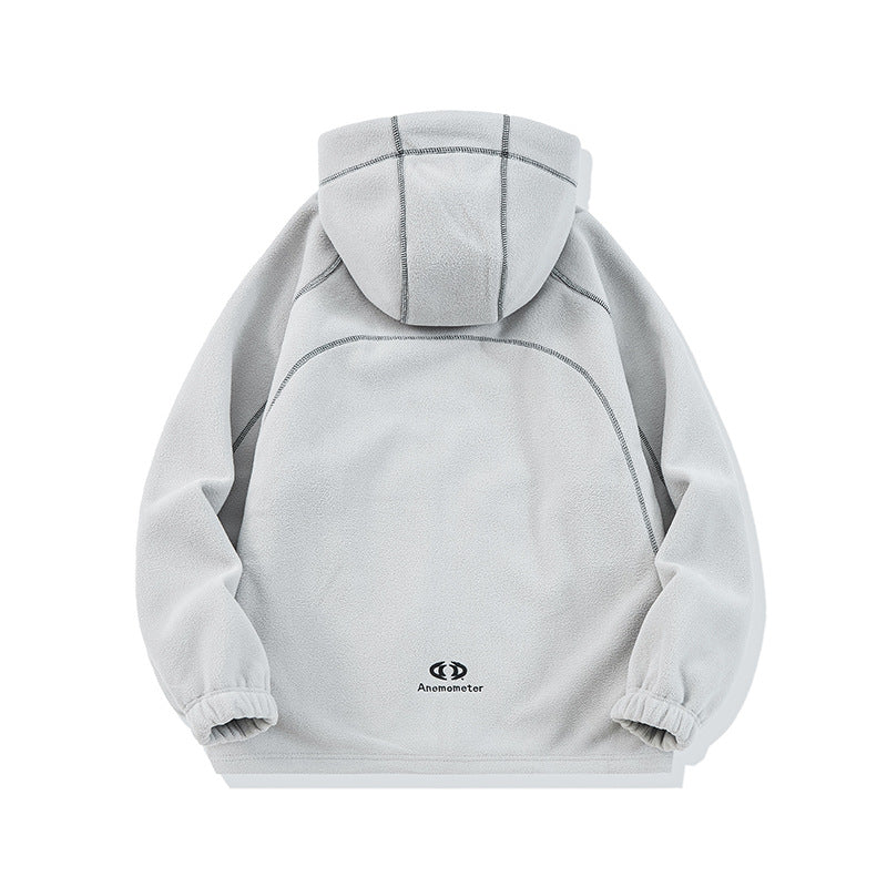 Unisex Oversize Fleece-Kapuzenjacke mit Kontrastnähten und Reißverschlusstaschen Nord Taschen