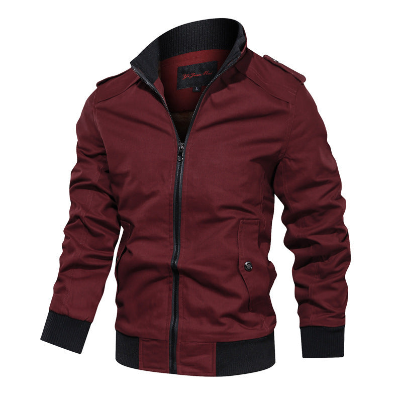 Herren  leichte Canvas-Urbanjacke im Bomberstil mit hochschließendem Rippenkragen und verdecktem Zwei-Wege-Reißverschluss Nord Taschen