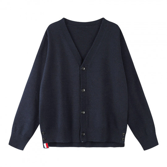 Unisex Oversize V‑Neck Strickcardigan mit Knopfleiste und Seitendruckknöpfen Nord Taschen