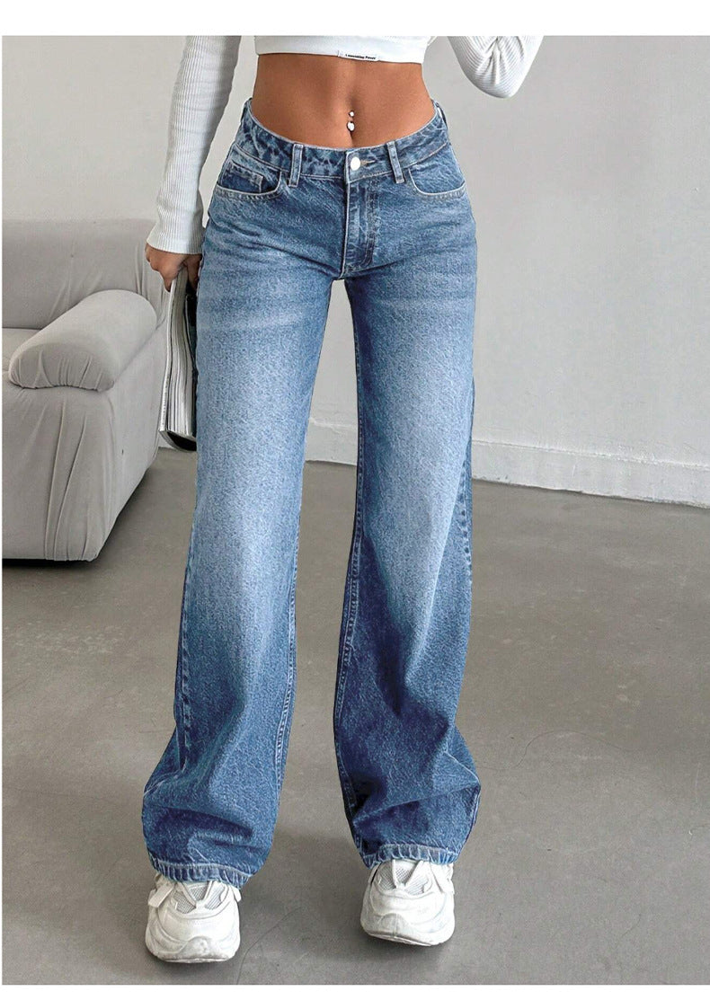 Damen High-Waist Weite-Jeans mit Paperbag-Bund Nord Taschen