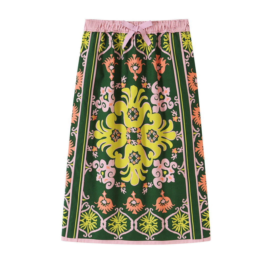Damen Florale Satin-Schleifenbluse mit weitem Fall und Retro-Print Nord Taschen