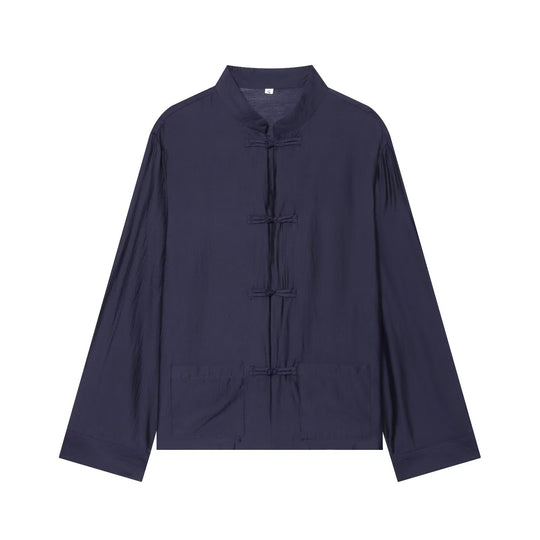 Damen Asiatisch-inspirierte Übergangsjacke mit Stehkragen, Knotenverschlüssen und aufgesetzten Taschen Nord Taschen