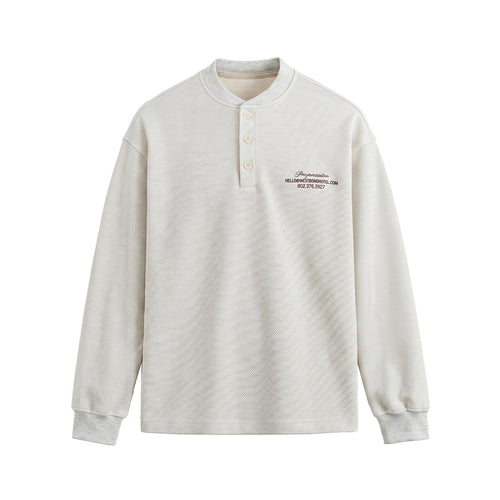 Unisex Strukturierter Henley-Pullover mit Knopfleiste und geripptem Stehkragen Nord Taschen