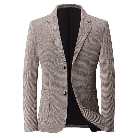 Herren Tailliertes Strickblazer aus Wollmix mit feiner Noppenstruktur und aufgesetzten Taschen Nord Taschen