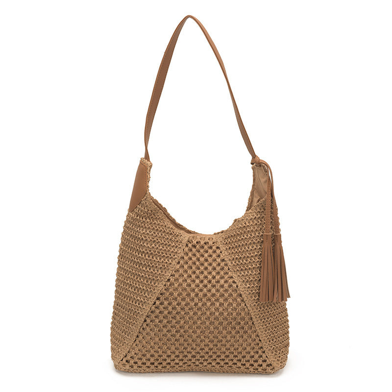 Damen trendige Hobo-Tasche aus handgewebtem Material mit stilvoller Quaste Nord Taschen