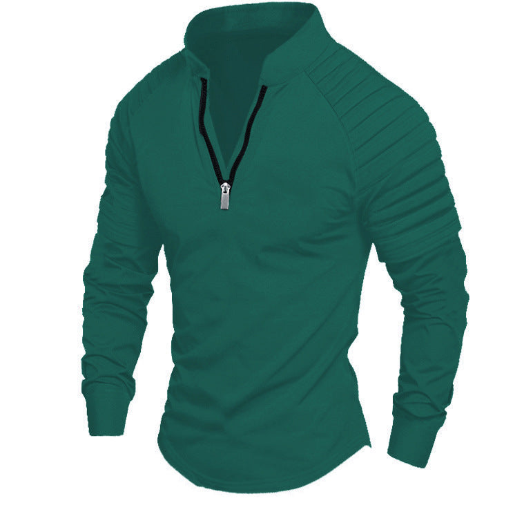 Herren Slim-Fit Troyer mit gesteppter Schulterpasse und halbem Reißverschluss Nord Taschen