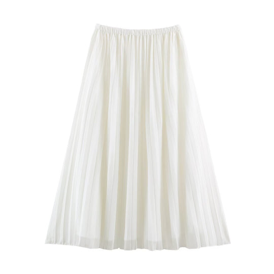 Damen Plissierter Maxi-Rock aus Chiffon mit elastischem Bund Nord Taschen