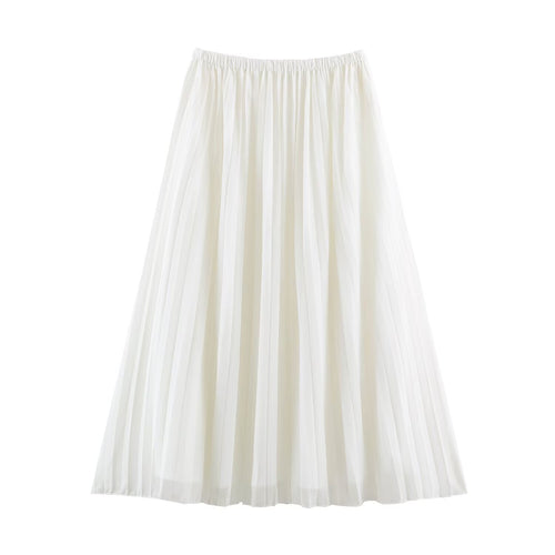 Damen Plissierter Maxi-Rock aus Chiffon mit elastischem Bund Nord Taschen